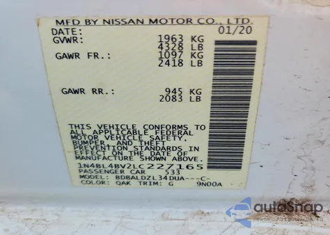 2020 Nissan Altima S from USA, damaged, VIN 1N4BL4BV2LC227165